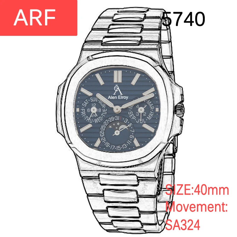 Men's Automatic Top Luxury Brand Watch 324 movement 40mm 5740 ARF 904L Stainless Steel Best Edition watches with box and papers
Men's Automatic Top Luxury Brand Watch 324 movement 40mm 5740 ARF 904L Stainless Steel Best Edition watches with box and papers