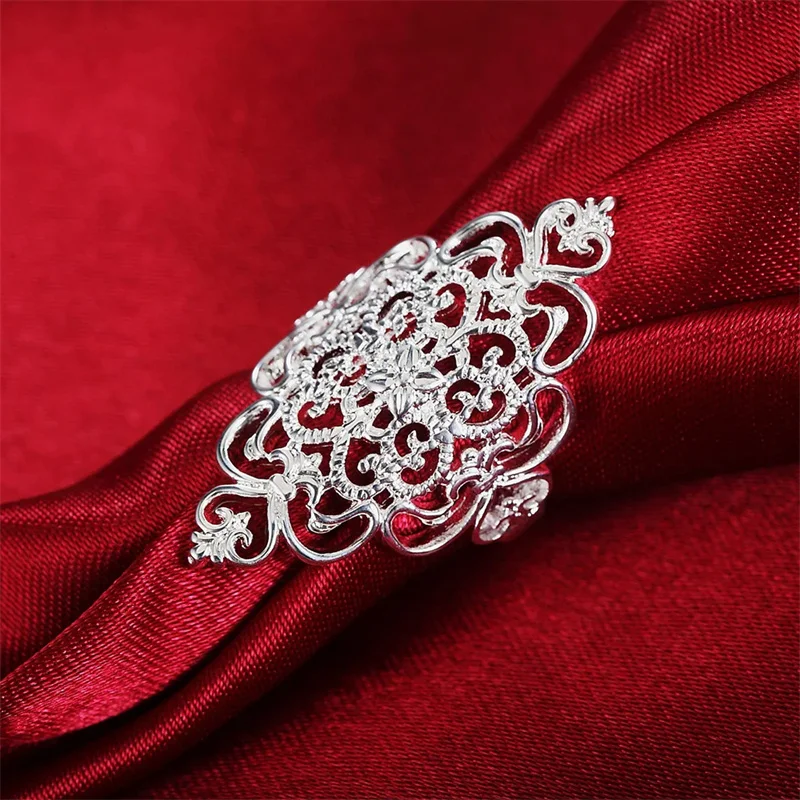 Hot fine wide Retro elegant flower 925 Sterling Silver Rings For Women Fashion Party Holiday gifts Charms wedding brands Jewelry
Hot fine wide Retro elegant flower 925 Sterling Silver Rings For Women Fashion Party Holiday gifts Charms wedding brands Jewelry