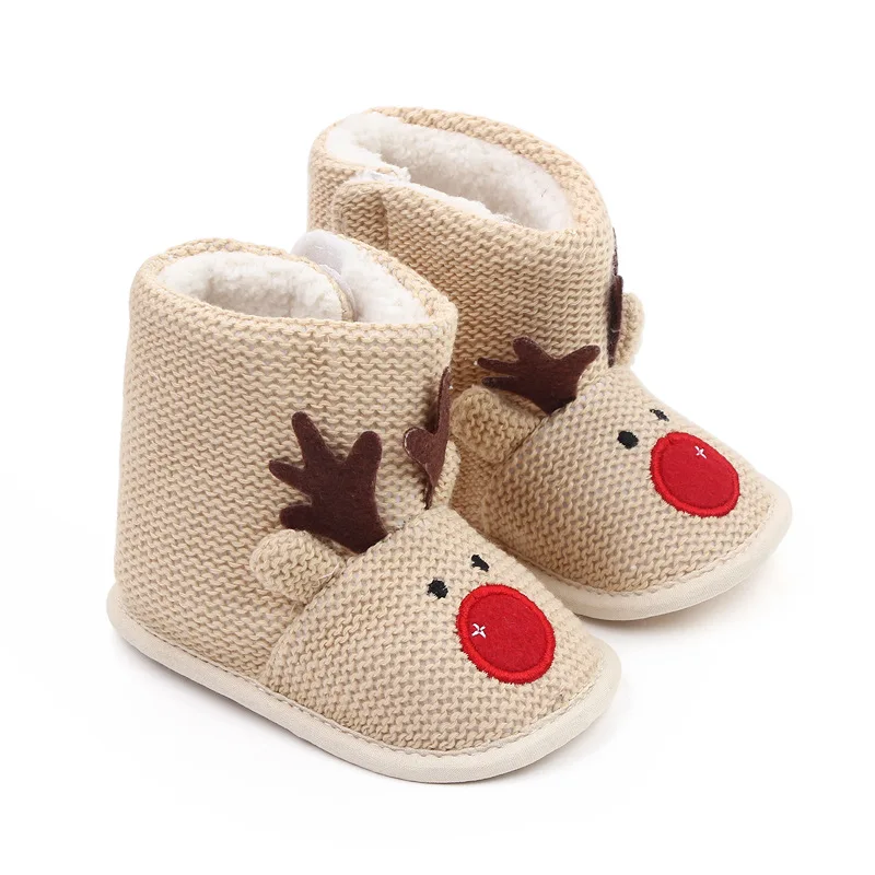 

Пинетки для новорожденных мальчиков и девочек; Рождественская мягкая подошва; Дышащие теплые зимние сапоги для малышей; Домашняя прогулочная обувь; Bebes