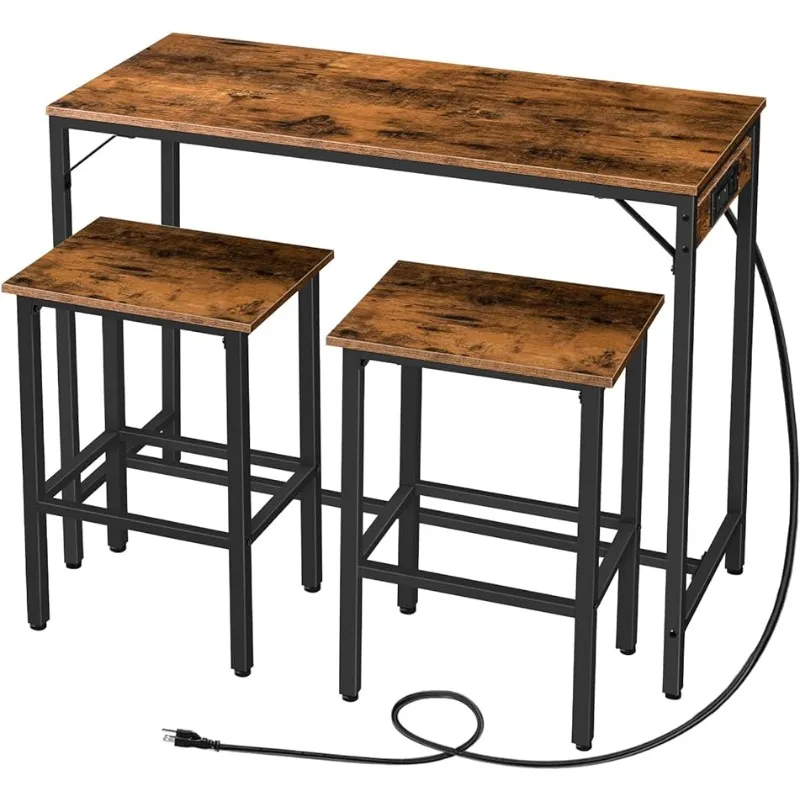 

Набор барных столов и стульев, Набор из 3-х предметов для паба, высокий стол для кухни и бара с 2 стульями, для гостиной, столовой