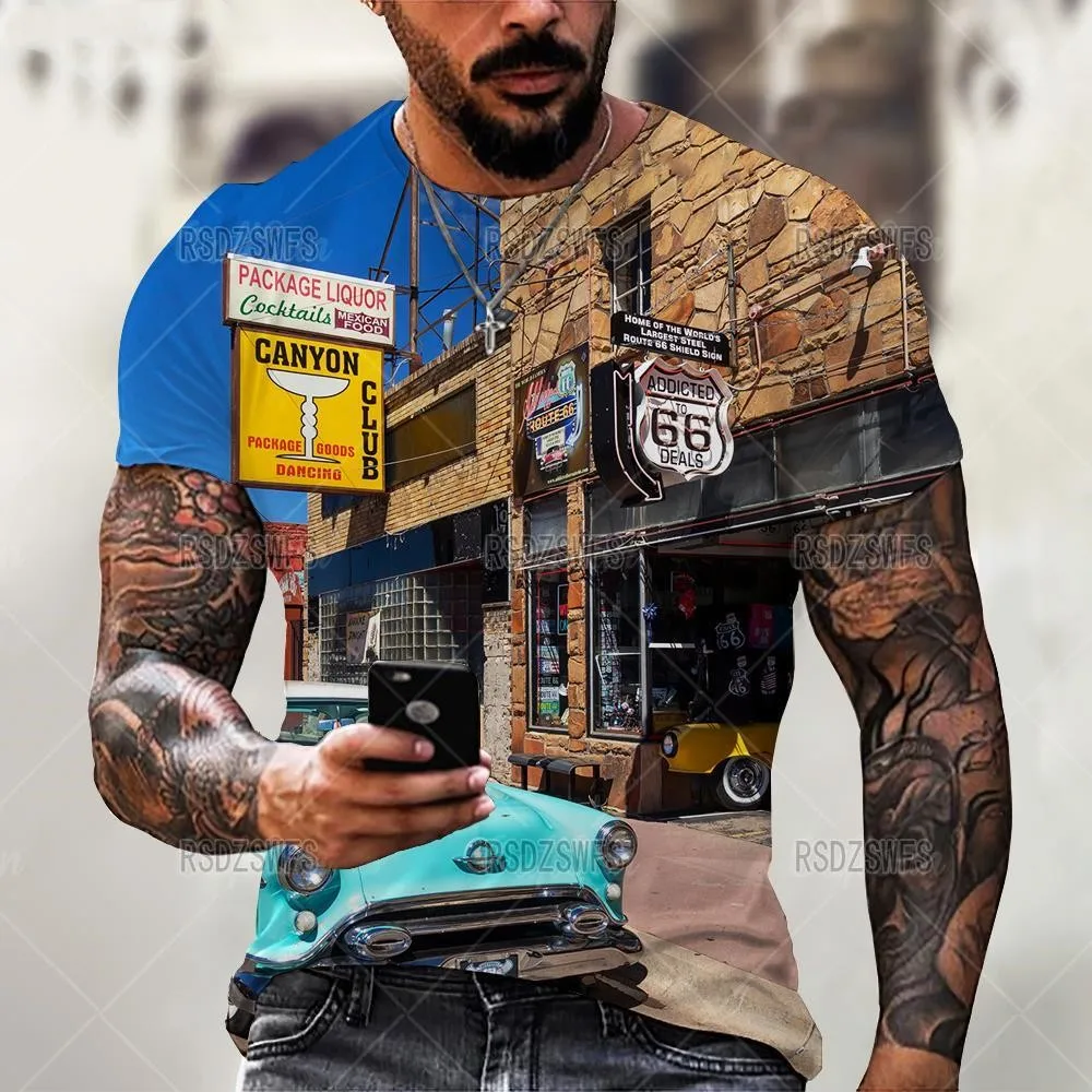 Модная мужская футболка с американским флагом, летняя свободная футболка большого размера с коротким рукавом в стиле ретро, футболки с американской надписью Route 66 
Модная мужская футболка с американским флагом, летняя свободная футболка большого размера с коротким рукавом в стиле ретро, футболки с американской надписью Route 66