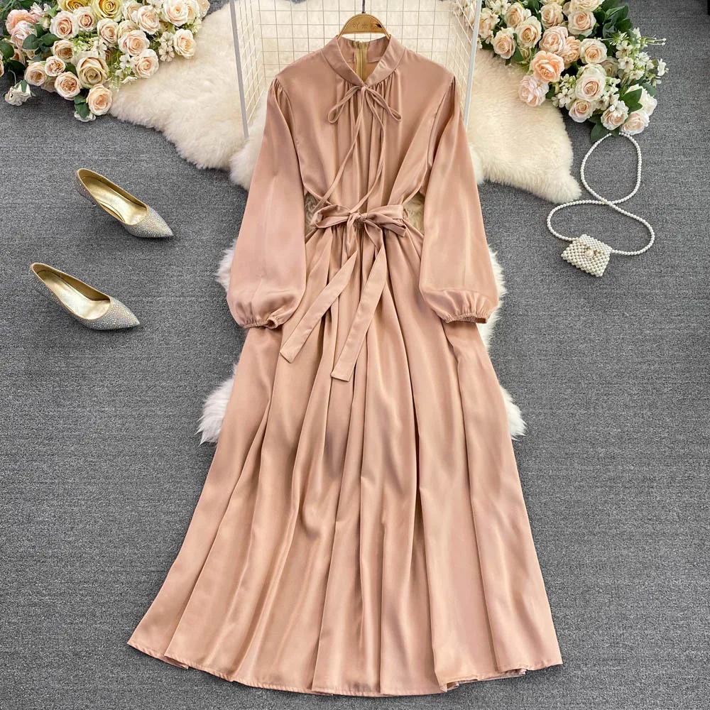 VANOVICH French Style Temperament Lantern Sleeves Belt Waist and Thin A-line Large Swing Dress Elegant Long Solid Color Dress
VANOVICH French Style Temperament Lantern Sleeves Belt Waist and Thin A-line Large Swing Dress Elegant Long Solid Color Dress