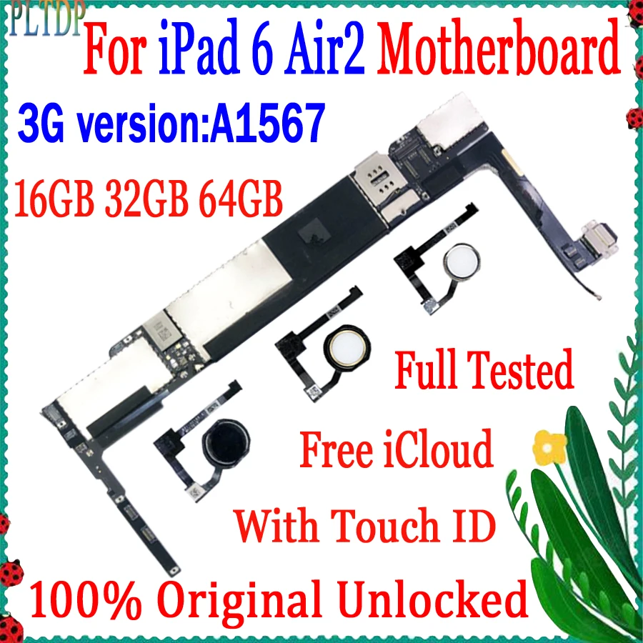 Материнская плата A1567 3G для IPad 6 Air 2, материнская плата с Touch ID, черная, белая, золотая, 100% оригинал
Материнская плата A1567 3G для IPad 6 Air 2, материнская плата с Touch ID, черная, белая, золотая, 100% оригинал