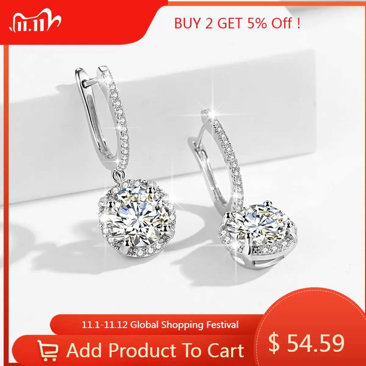 2022 New 925 Sterling Silver Woman Drop Earrings 2CT Round Moissanite Diamond Earring Wedding Engagement Luxury Quality Jewelry
2022 New 925 Sterling Silver Woman Drop Earrings 2CT Round Moissanite Diamond Earring Wedding Engagement Luxury Quality Jewelry