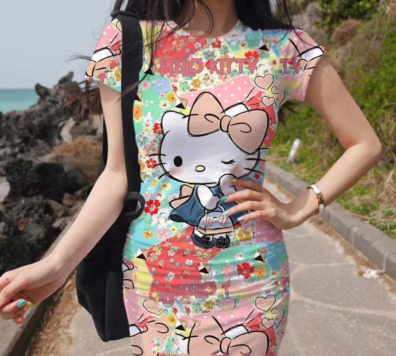 Leopard sexy dress Women's casual short-sleeved skirt Summer O-neck dress Women's new design Hello Kitty printed tight-fitting d
Leopard sexy dress Women's casual short-sleeved skirt Summer O-neck dress Women's new design Hello Kitty printed tight-fitting d