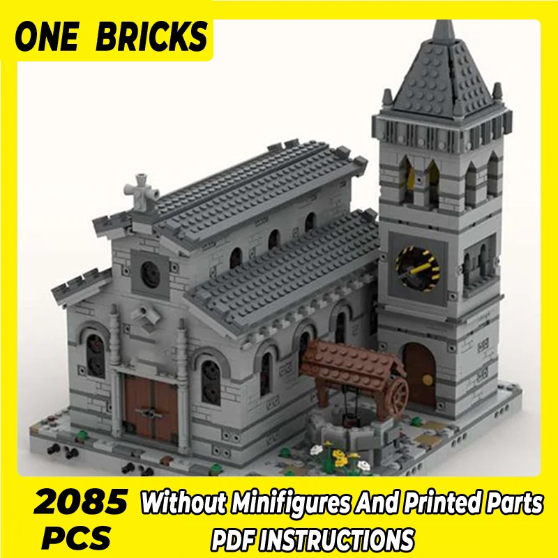 

Moc Building Blocks Modular Street View Medieval Church Technical Bricks DIY Assembly Construction Toys For Childr Holiday Gifts