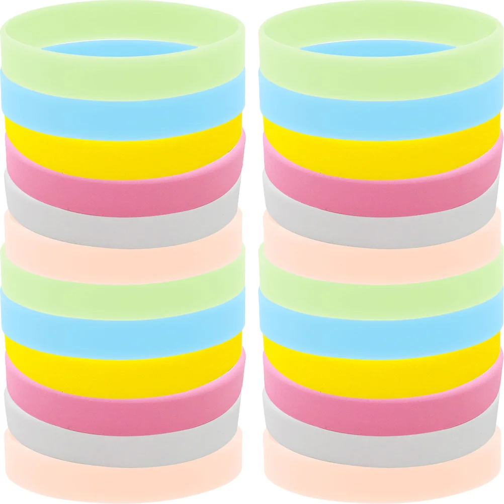 

24 Pcs Light Party Favors Kids Concerts Glow Bracelets Rave Silicone The Dark Supplies Jelly Bangles Wristband Glowing