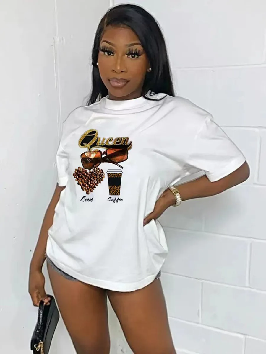 Plus Size Summer New Short Sleeve T-Shirt Fashion Queen Print Bottoming Shirt Women Loose Casual All-Match Top Streetwear
Plus Size Summer New Short Sleeve T-Shirt Fashion Queen Print Bottoming Shirt Women Loose Casual All-Match Top Streetwear