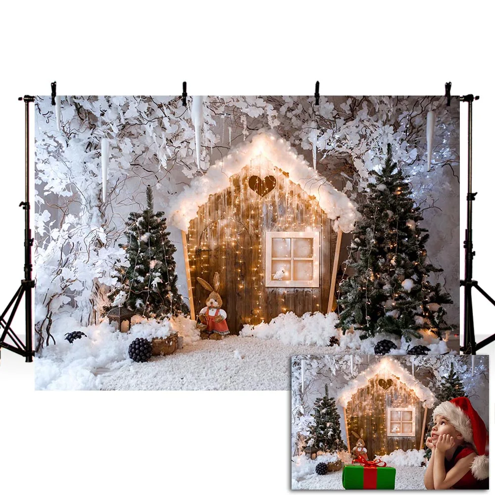 

Фотофон Mehofond Рождественская елка белый снег деревянный дом Фотофон для детской портретной фотосъемки реквизит для фотостудии