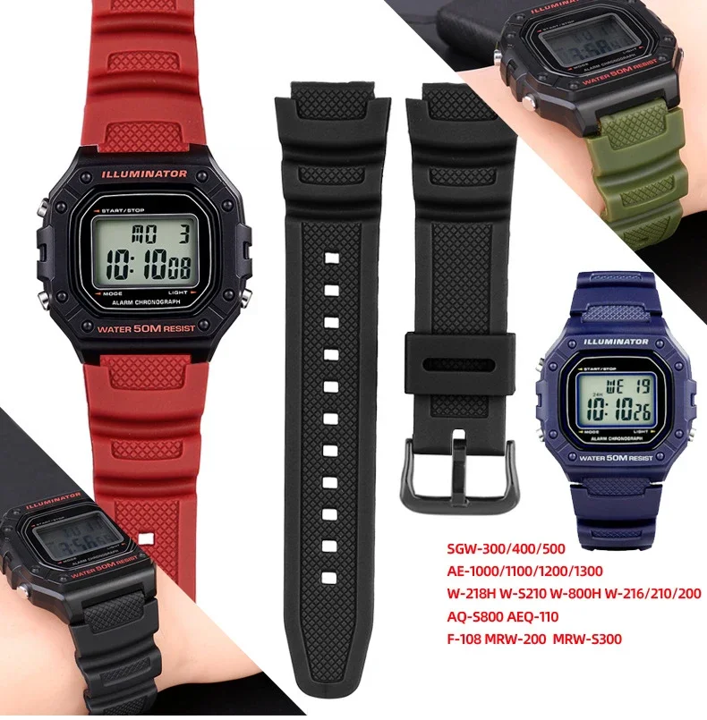 Rubber Watch Band FOR CASIO W218H AE1200/1100 F108 SGW300 W800H MRW200 Watch Accessories Strap Waterproof Bracelet 18MM
Rubber Watch Band FOR CASIO W218H AE1200/1100 F108 SGW300 W800H MRW200 Watch Accessories Strap Waterproof Bracelet 18MM