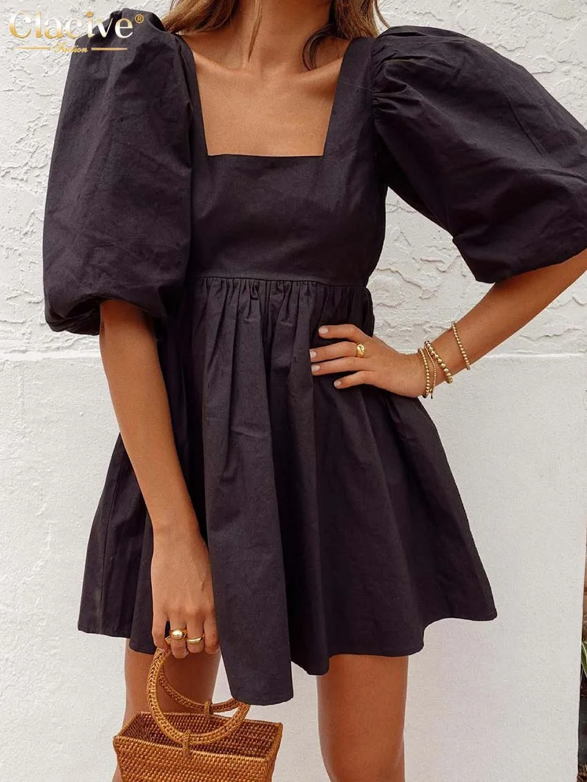 Clacive Sexy Backless Black Dress Woman Summer Square Collar Puff Sleeve Mini Dresses Elegant High Waist Pleated Female Dress
Clacive Sexy Backless Black Dress Woman Summer Square Collar Puff Sleeve Mini Dresses Elegant High Waist Pleated Female Dress