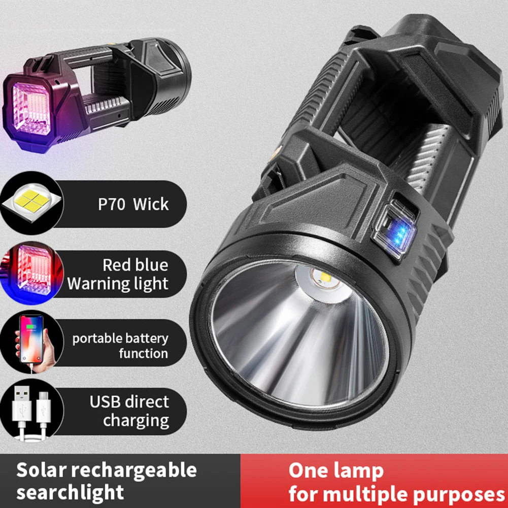 

Светодиодный фонарик с аккумулятором большой емкости, водонепроницаемый ручной прожектор, Регулируемая лампа для кемпинга с USB зарядкой для наружного освещения