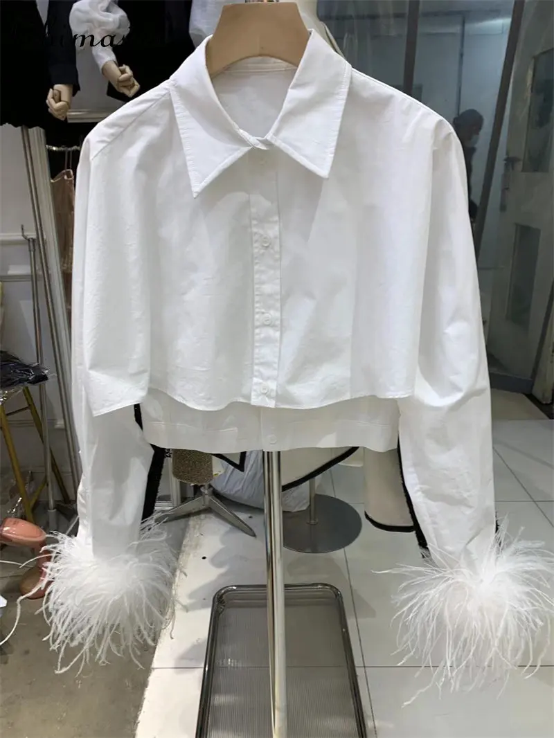 2023 Spring New Fashion Chic Fake Two-Piece Hot Girl Short Shirt Women's Trendy Sexy Feather Stitching Long Sleeve White Top
2023 Spring New Fashion Chic Fake Two-Piece Hot Girl Short Shirt Women's Trendy Sexy Feather Stitching Long Sleeve White Top