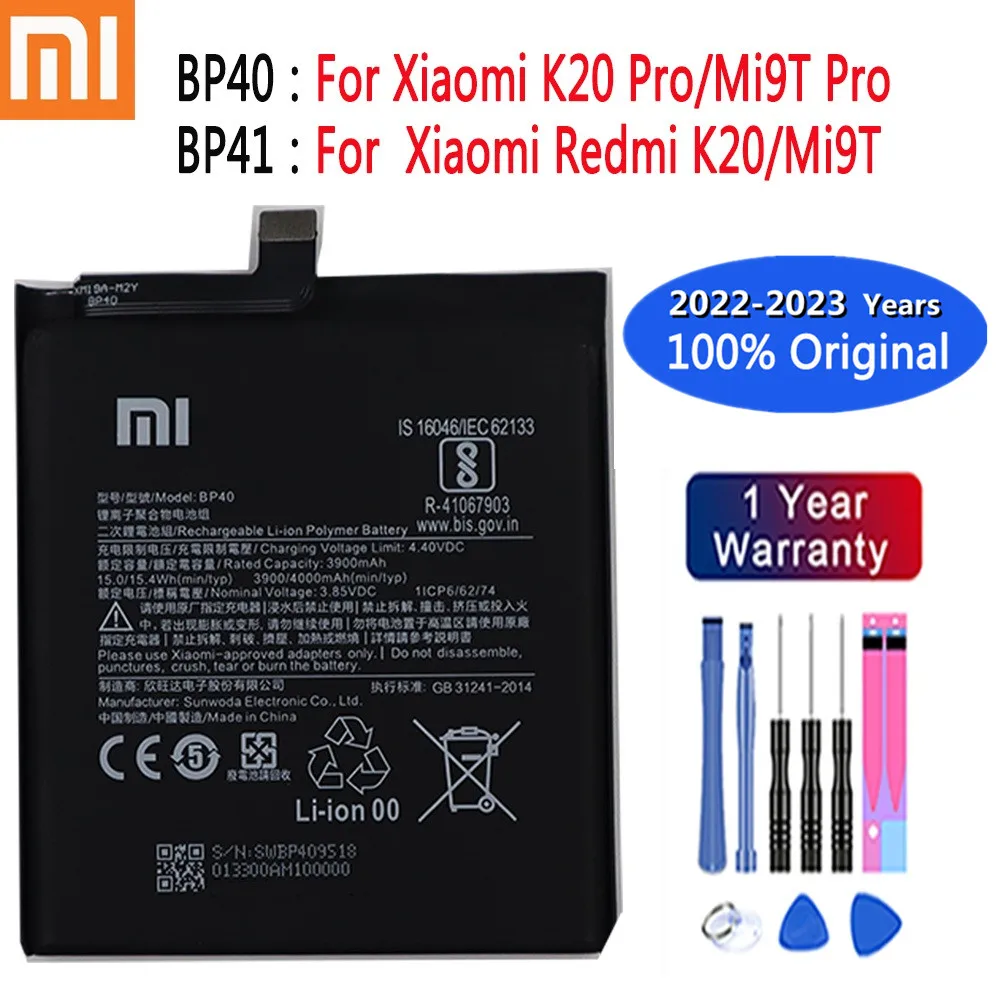 

New 100% Original BP41 BP40 Battery For Xiaomi Redmi K20 Pro Mi 9T Pro Mi9T Redmi K20Pro Premium 4000mAh Genuine Battery Bateria