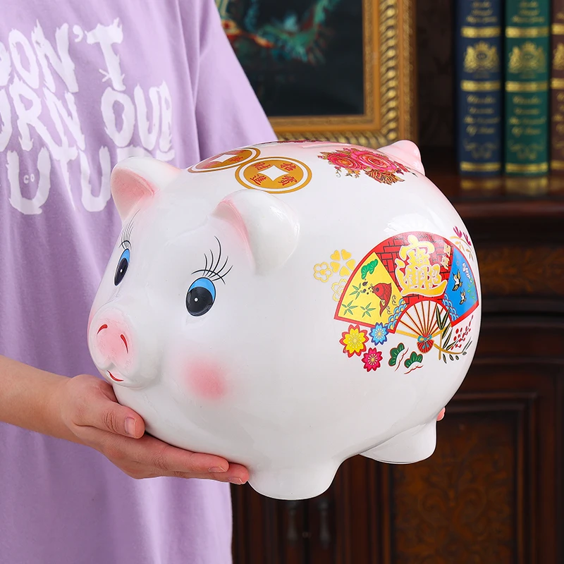 

Cute Pig Piggy Bank Ornament Secret Saving Hidden Safe Ceramic Coin Money Box Paper Money Tirelire Enfant Home Decoration 50