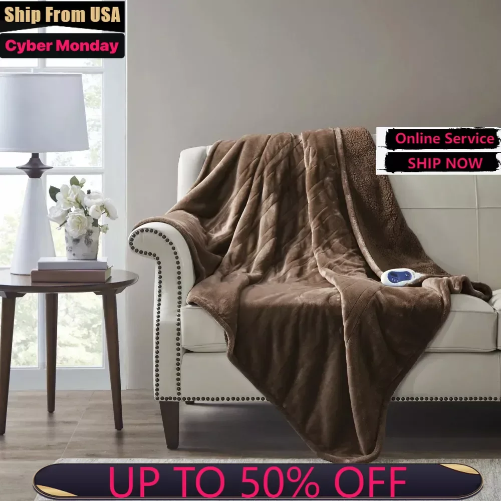 Electric Heated Blanket Microlight Reverse To Berber Heated Throw, 60 X 70", Chocolate
Electric Heated Blanket Microlight Reverse To Berber Heated Throw, 60 X 70", Chocolate