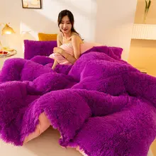 Super Soft Sheep Wool Quilt Winter Thickened Comforter Warmth Cotton single-Sided Long Hair Soft King Queen Full Size Blankets