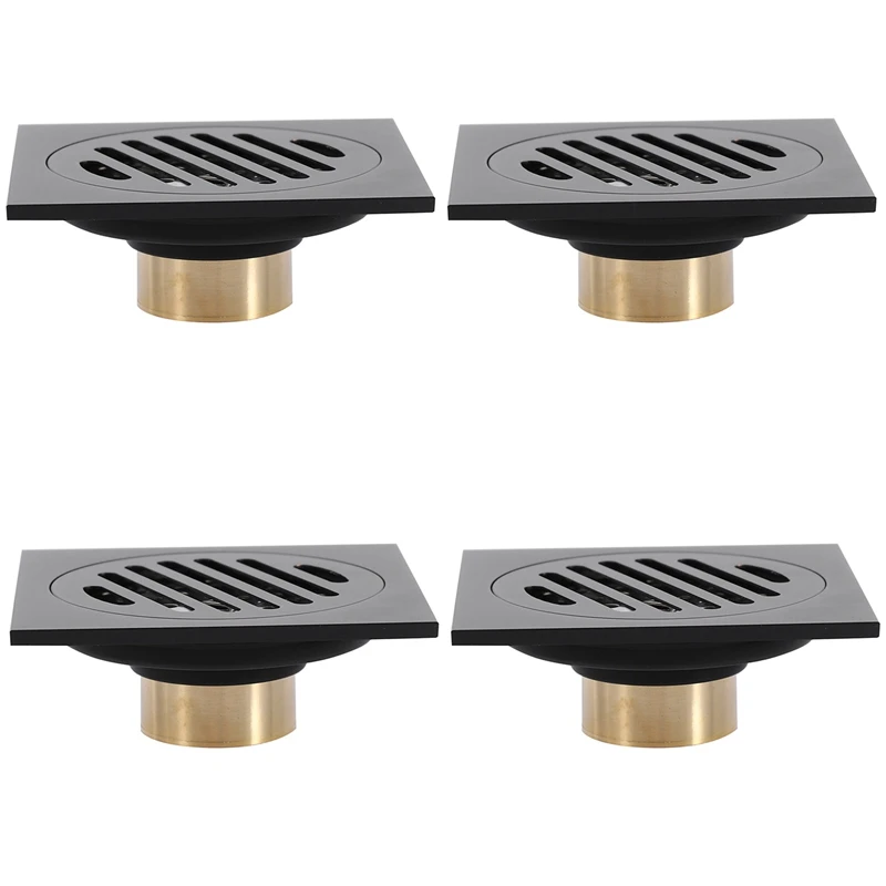 4X 4 Inch Square Shower Drain With Removable Cover Grate, Brass Anti Clogging And Odor Point Floor Drain Assembly
4X 4 Inch Square Shower Drain With Removable Cover Grate, Brass Anti Clogging And Odor Point Floor Drain Assembly