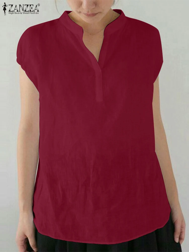 ZANZEA Summer Women Blouse Lady Elegant V Neck Shirt Cotton Blusas Female Tunic Tops Short Sleeve Solid Loose Blouse Mujer Femme
ZANZEA Summer Women Blouse Lady Elegant V Neck Shirt Cotton Blusas Female Tunic Tops Short Sleeve Solid Loose Blouse Mujer Femme
