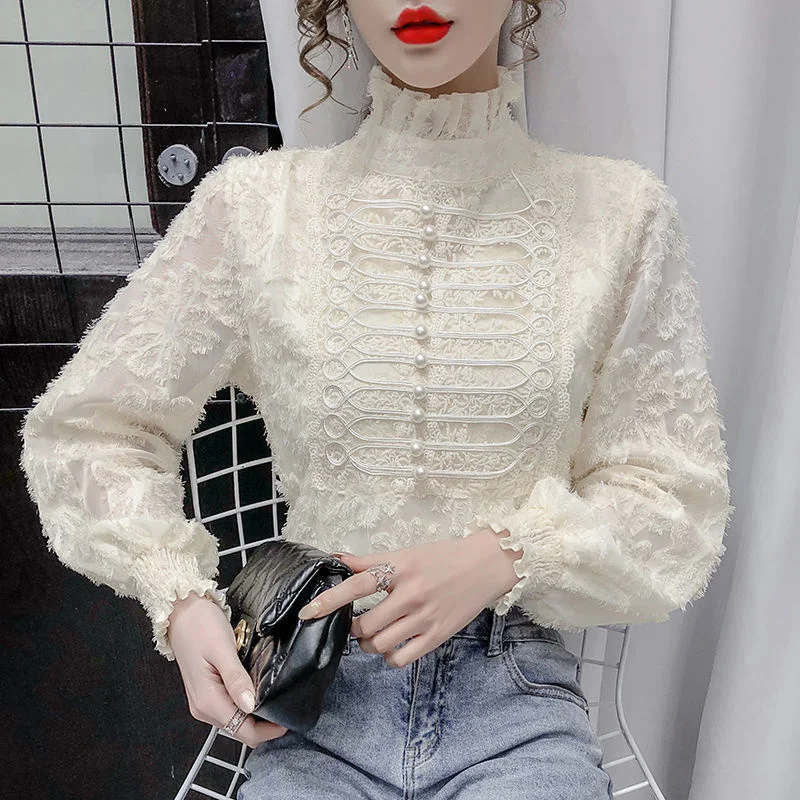 Kio Solid Elegant Korean Blouse Women Spring Lace Designer Chiffon Blouse Female Office Lady Casual French Button Tops Women
Kio Solid Elegant Korean Blouse Women Spring Lace Designer Chiffon Blouse Female Office Lady Casual French Button Tops Women