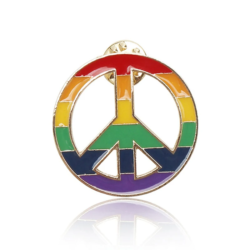 

1PCS New Peace Symbol Collar Pin Brooch Round Hippie Peace Sign Bus Lapel Pins For Men & Women