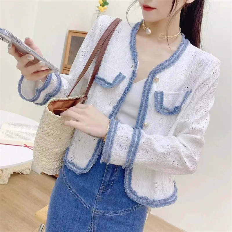 Women's Spring Chic Fragrance Single-Breasted Commuter Round Neck Solid Color Jacket White Short Breathable Coat
Women's Spring Chic Fragrance Single-Breasted Commuter Round Neck Solid Color Jacket White Short Breathable Coat