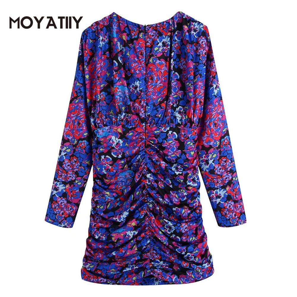 MOYATIIY Women 2022 Fashion Floral Print Draped Mini Dress Retro Flower Pattern Purple Dresses Back Zipper Female Vestidos
MOYATIIY Women 2022 Fashion Floral Print Draped Mini Dress Retro Flower Pattern Purple Dresses Back Zipper Female Vestidos