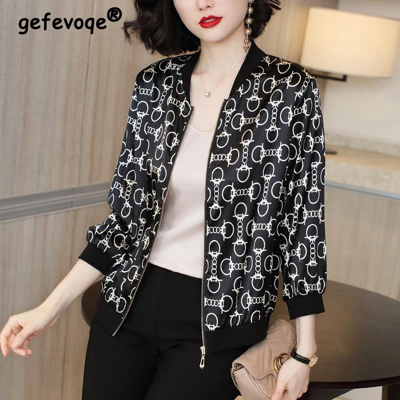 Women Fashion Print Slim Long Sleeve Zipper Baseball Jackets Spring Autumn Casual Thin Outerwear Short Coat Female Clothing 4XL
Women Fashion Print Slim Long Sleeve Zipper Baseball Jackets Spring Autumn Casual Thin Outerwear Short Coat Female Clothing 4XL