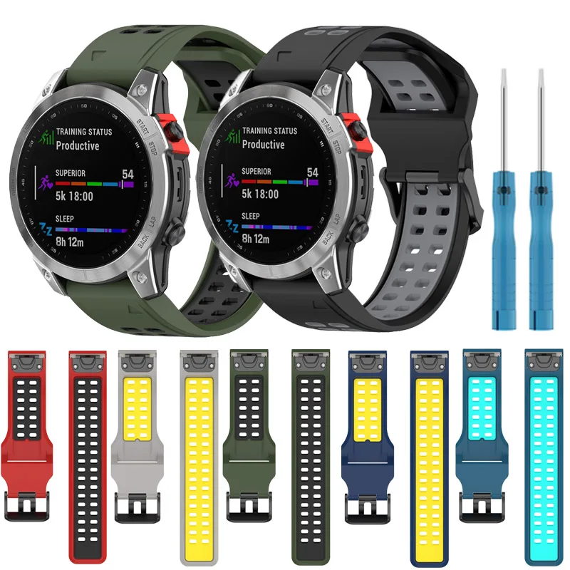 

26mm Sport Silicone Watchband Strap For Garmin Fenix 7X 6X Pro 5X Puls Smartwatch Bracelet For Fenix3 HR Quick Release Band Belt
