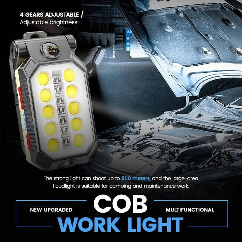 New Upgraded Multifunctional Rechargeable COB Work Light for Car Repair Spotlight USB Foldable with Magnet
New Upgraded Multifunctional Rechargeable COB Work Light for Car Repair Spotlight USB Foldable with Magnet