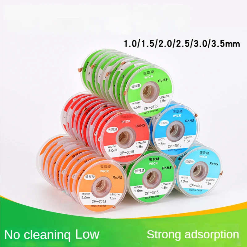 

1mm-2.5mm-3.5mm 1.5M Desoldering Braid Solder Remover Wick Wire Welding Tin Sucker Cable Lead Cord Flux Repair Tool