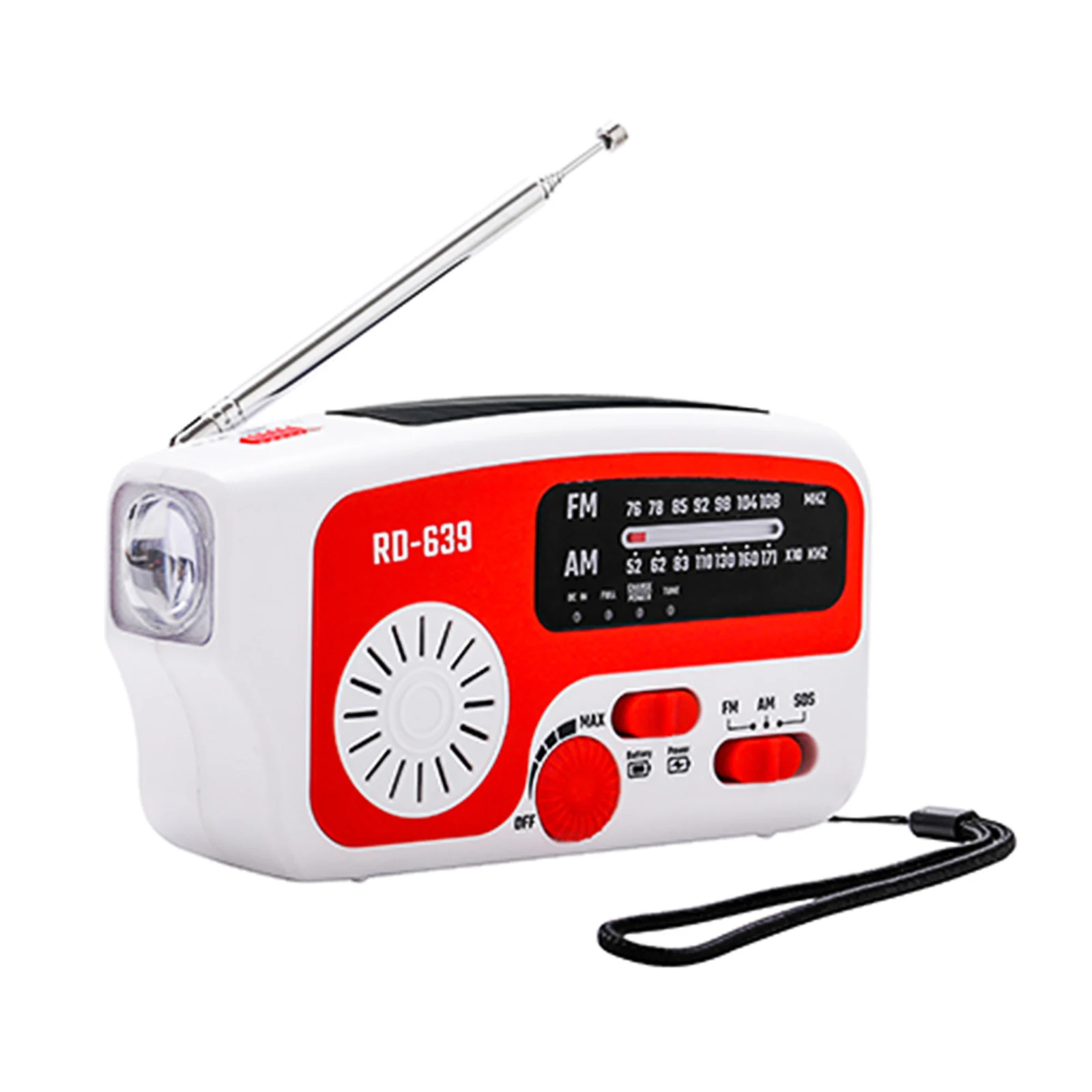 RD-639 AM/FM Emergency Radio Hand Crank Radio with Flashlight for SOS Emergency Portable Solar Radios Self Powered AM/F
RD-639 AM/FM Emergency Radio Hand Crank Radio with Flashlight for SOS Emergency Portable Solar Radios Self Powered AM/F