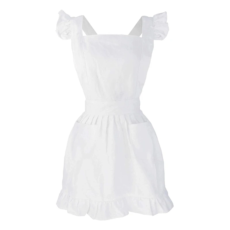 Womens Girls Ruffles Outline Retro White Apron Adjustable Victorian Bib Maid Cosplay Kitchen Cake Baking Cooking Cleaning with
Womens Girls Ruffles Outline Retro White Apron Adjustable Victorian Bib Maid Cosplay Kitchen Cake Baking Cooking Cleaning with