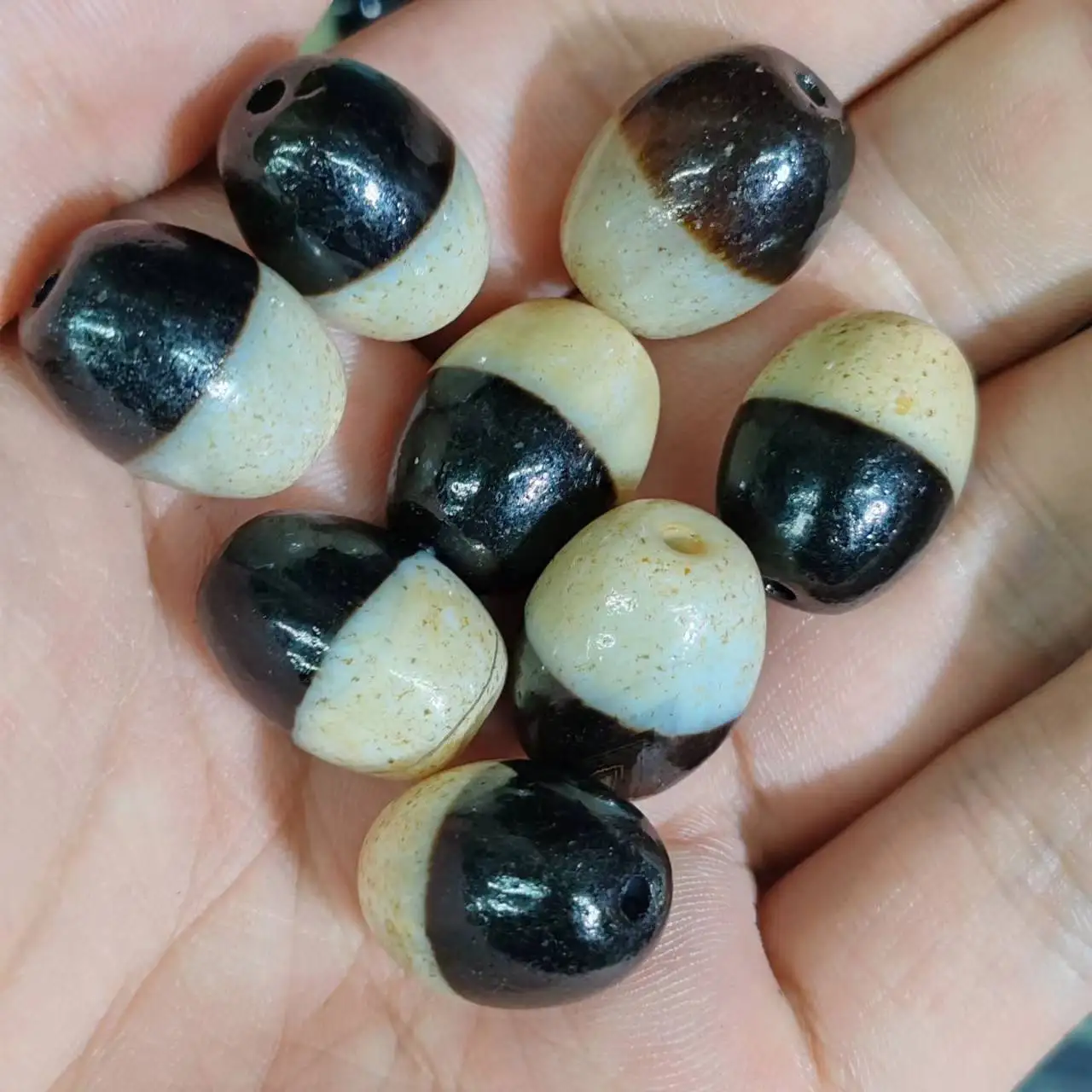 1 шт. Тайваньская черно-белая полутоновая бусина Daluo Agate Celestial Bead ожерелье подвеска