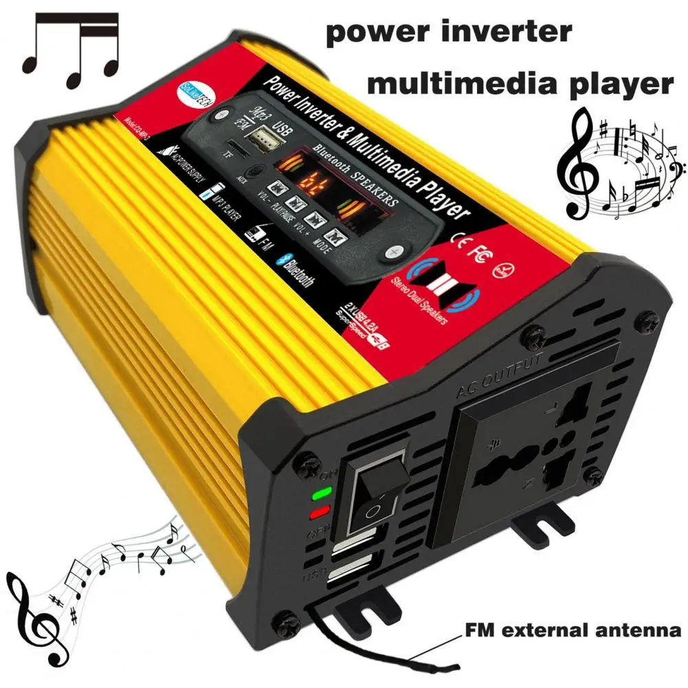 Automobile Power Inverter Smart Display Car Power Inverter 12V to 110V 50Hz Multi-media Player Converter Adapter for Vehicle
Automobile Power Inverter Smart Display Car Power Inverter 12V to 110V 50Hz Multi-media Player Converter Adapter for Vehicle