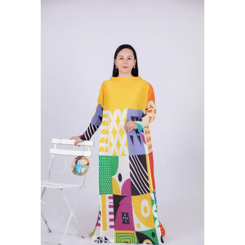 Miyake Pleated Dress for Women 2022 Autumn New Color Matching Printed Round Neck Long Sleeve Stylish Loose Plus Size Dress
Miyake Pleated Dress for Women 2022 Autumn New Color Matching Printed Round Neck Long Sleeve Stylish Loose Plus Size Dress