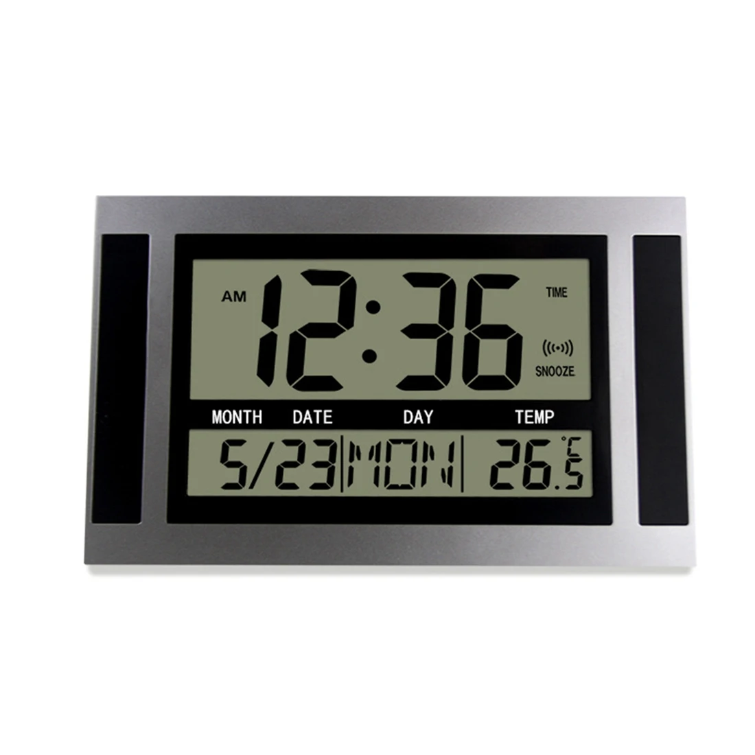 Digital Wall Clock LCD Large Number Time Temperature Calendar Alarm Table Desk Clock Modern Design Office Home Silver
Digital Wall Clock LCD Large Number Time Temperature Calendar Alarm Table Desk Clock Modern Design Office Home Silver