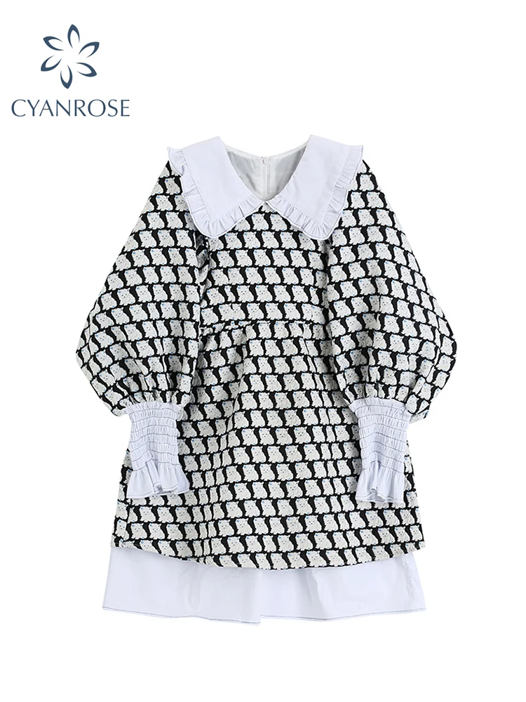 2022 Spring Cat Print Dresses Sweet Lantern Long Sleeve Mini Dress Preppy Style Cute Ruffle Spliced Vestidos Fashion Vintage
2022 Spring Cat Print Dresses Sweet Lantern Long Sleeve Mini Dress Preppy Style Cute Ruffle Spliced Vestidos Fashion Vintage