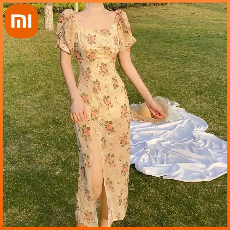 Xiaomi Summer Floral Vintage Dress Women Csaual Holiday Split Designer Midi Dress Fashion Slim Party Princess Chiffon Dress
Xiaomi Summer Floral Vintage Dress Women Csaual Holiday Split Designer Midi Dress Fashion Slim Party Princess Chiffon Dress