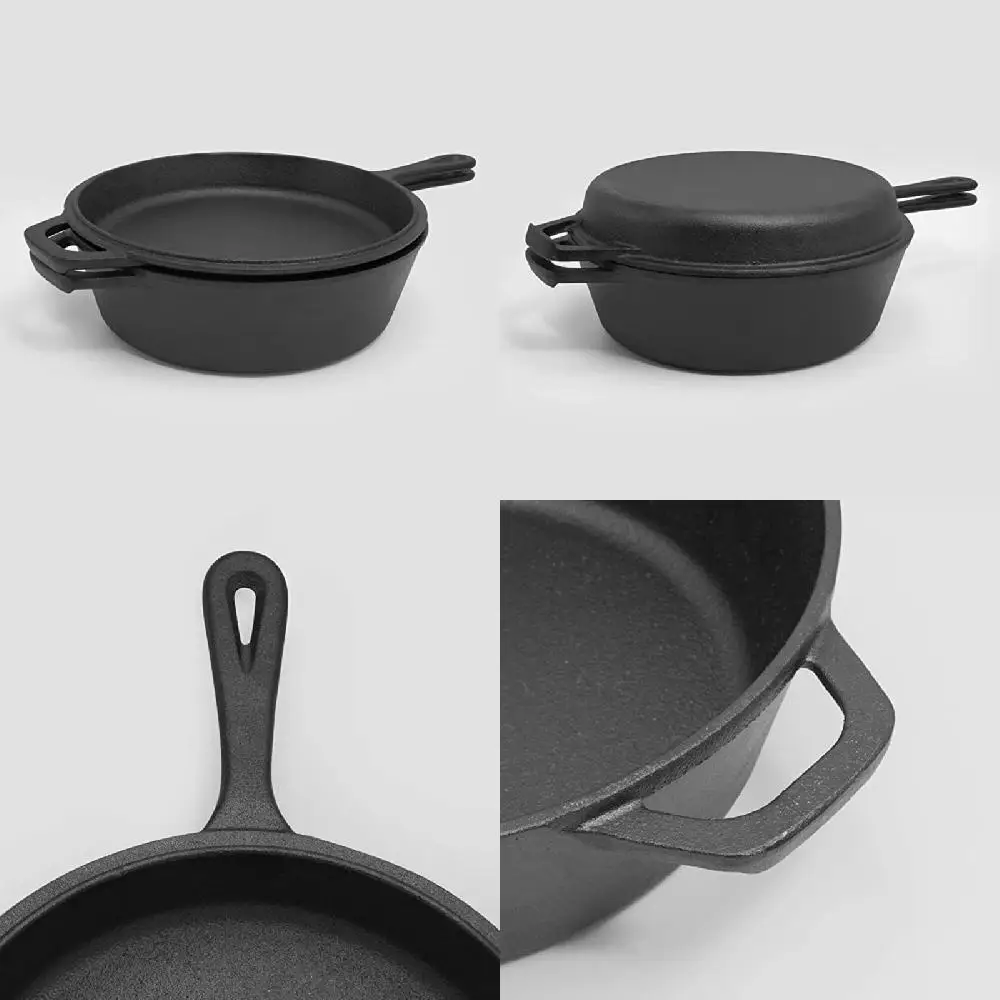 Deliciously Pre-Seasoned 3.5 Qt. Cast Iron Combo Cooker with 25 Inch &10.25 Inch Lids - Ideal for Oven, Campfire, Grill & Stovet
Deliciously Pre-Seasoned 3.5 Qt. Cast Iron Combo Cooker with 25 Inch &10.25 Inch Lids - Ideal for Oven, Campfire, Grill & Stovet