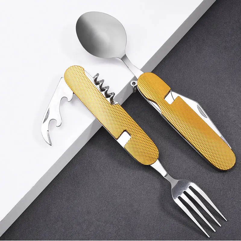 5 In 1 Outdoor Tableware Set Camping Cooking Supplies Stainless Steel Spoon Folding Bottle Opener Picnic Hiking Travel Tools
5 In 1 Outdoor Tableware Set Camping Cooking Supplies Stainless Steel Spoon Folding Bottle Opener Picnic Hiking Travel Tools