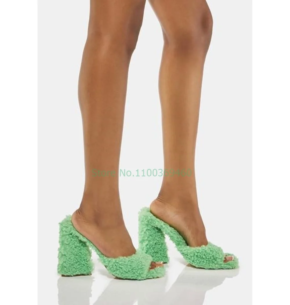 Lamb Fleece Open Toe Shallow Women Slippers Fashion Chunky Heel Green 2022 New Arrivals Slides High Heel Summer Shoes
Lamb Fleece Open Toe Shallow Women Slippers Fashion Chunky Heel Green 2022 New Arrivals Slides High Heel Summer Shoes