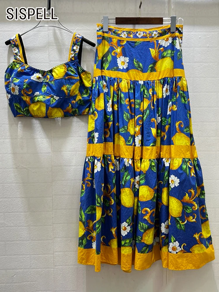 SISPELL Print Two Piece Sets For Women Strapless Sleeveless High Waist Folds Mid Skirt Hit Color Set Female Fashion Clothes 2022
SISPELL Print Two Piece Sets For Women Strapless Sleeveless High Waist Folds Mid Skirt Hit Color Set Female Fashion Clothes 2022