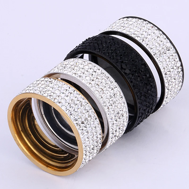 Titanium Steel Jewelry 8mm Wide Fashion Design Soft Clay Five Row Diamond Inlaid Men's And Women's Stainless Steel Ring
Titanium Steel Jewelry 8mm Wide Fashion Design Soft Clay Five Row Diamond Inlaid Men's And Women's Stainless Steel Ring