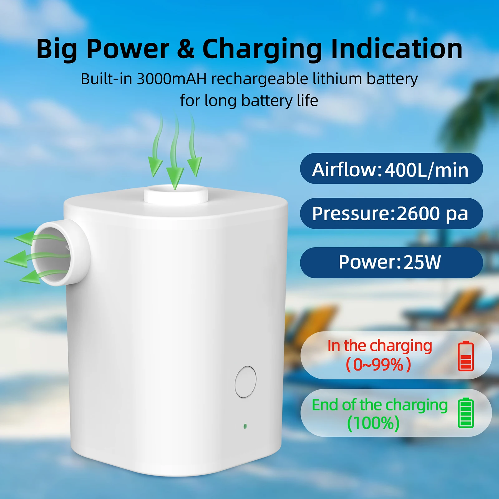 2500mAh Built-In Power Supply USB Quick Vacuum Pump Air Cushion Swimming Ring Inflatable Sofa Wireless Electric Charging Pump
2500mAh Built-In Power Supply USB Quick Vacuum Pump Air Cushion Swimming Ring Inflatable Sofa Wireless Electric Charging Pump