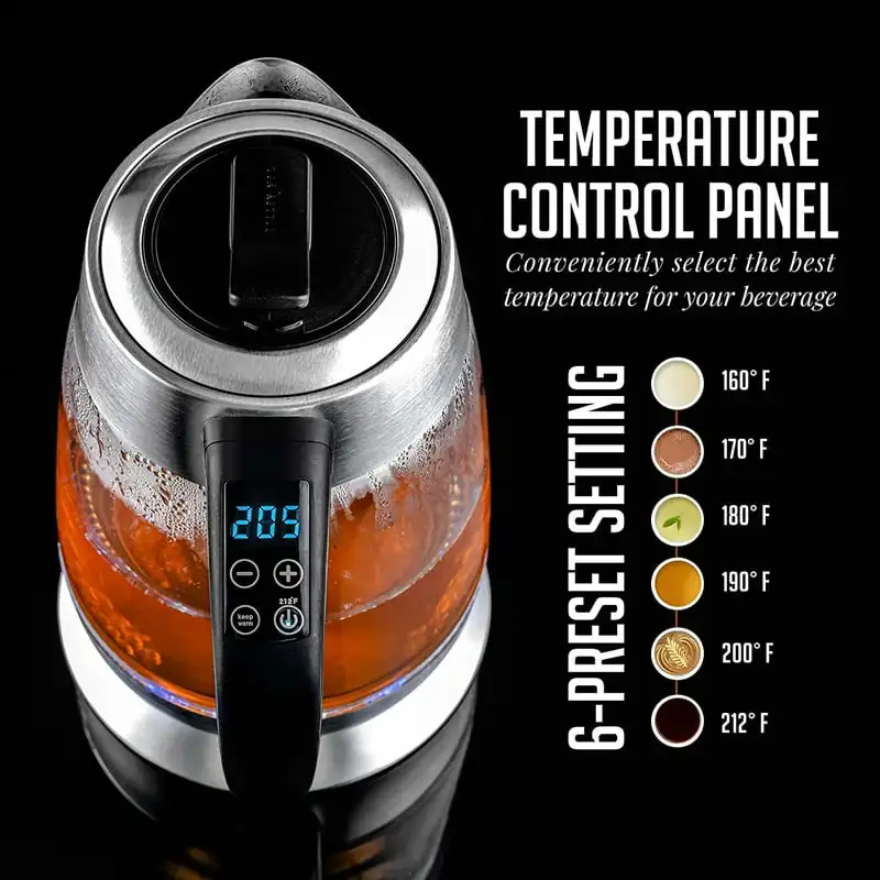 Glass Kettle Hot Water Boiler 1.8 Liter BPA Free 1500W, Set Temperature Control, Auto Shut Off, Portable Tea Kettle & Water Hea
Glass Kettle Hot Water Boiler 1.8 Liter BPA Free 1500W, Set Temperature Control, Auto Shut Off, Portable Tea Kettle & Water Hea