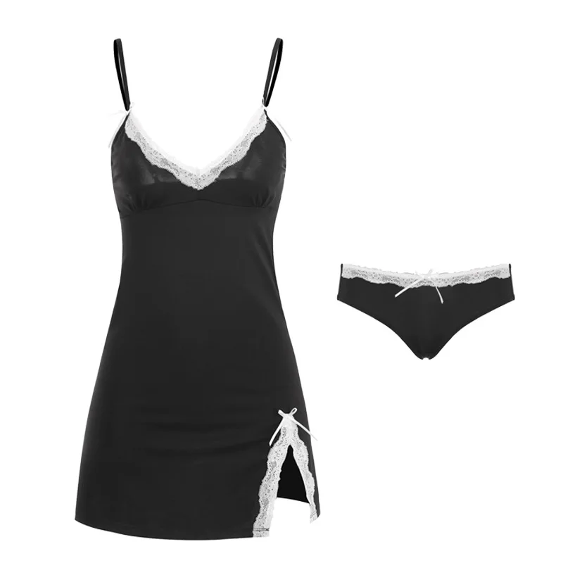 Black Sexy Mini Camisole Nightdress Women V-Neck Tempt Nightgown Sweet Lace Bow Trim Home Dress Rayon Pyjamas Sleepwear
Black Sexy Mini Camisole Nightdress Women V-Neck Tempt Nightgown Sweet Lace Bow Trim Home Dress Rayon Pyjamas Sleepwear