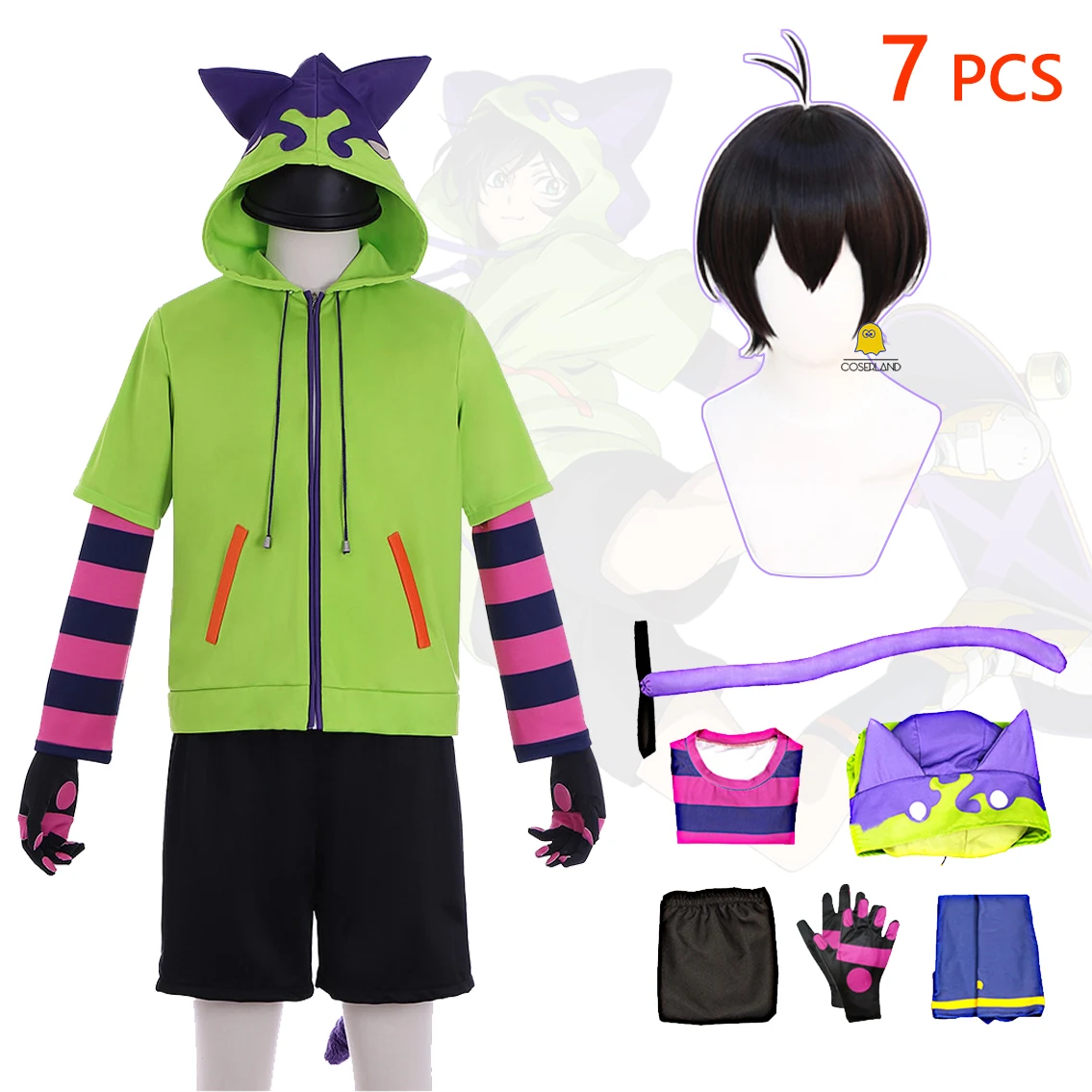 Костюм для косплея из аниме SK8 the Infinity Miya Chinen, черный парик, зеленая толстовка с короткими рукавами, полосатая футболка, шорты, спортивная оде...
Костюм для косплея из аниме SK8 the Infinity Miya Chinen, черный парик, зеленая толстовка с короткими рукавами, полосатая футболка, шорты, спортивная оде...