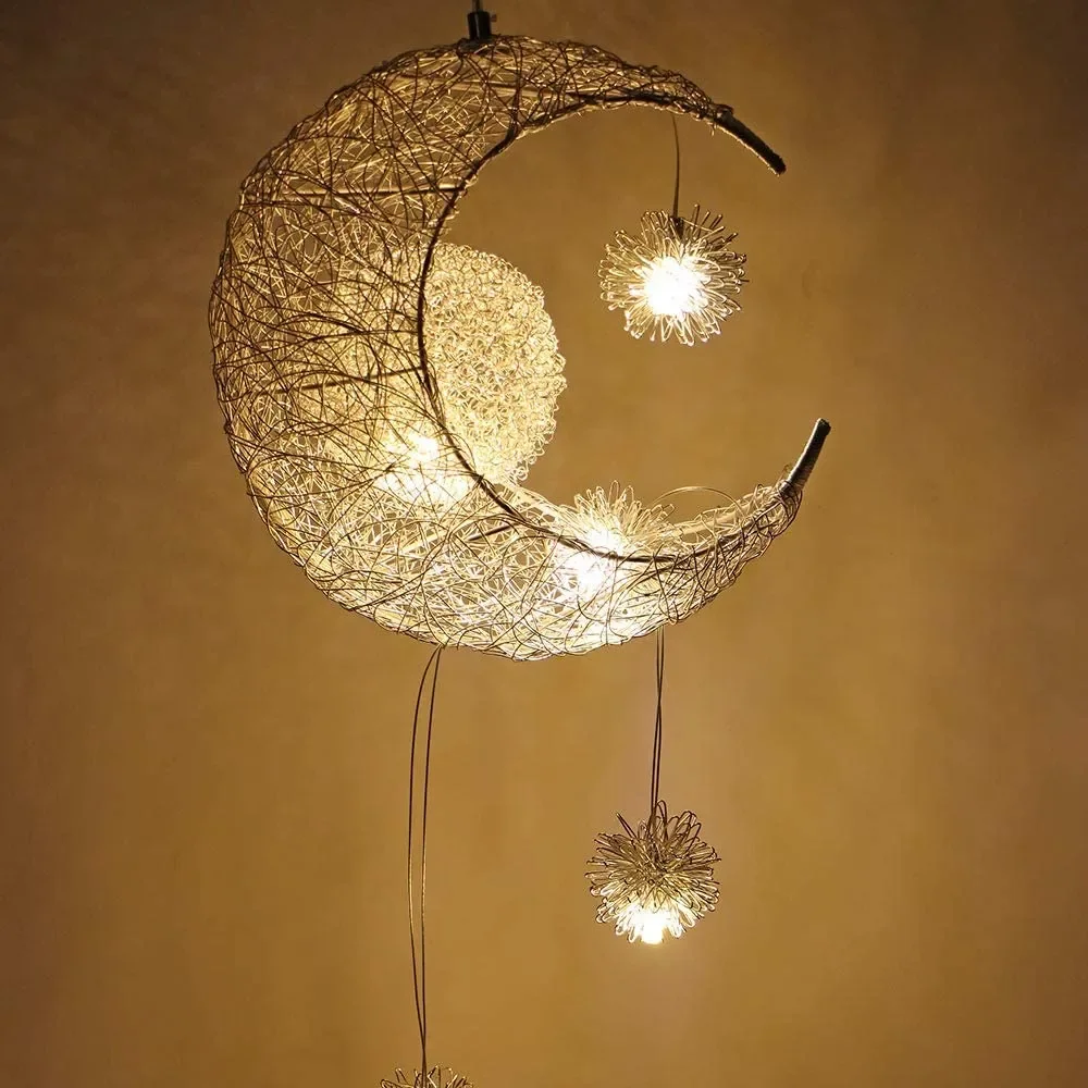 Modern Creative Pendant Light Moon Star Suspension Bedroom Hanging Lamp Decorations For home Fixture Lighting LED
Modern Creative Pendant Light Moon Star Suspension Bedroom Hanging Lamp Decorations For home Fixture Lighting LED