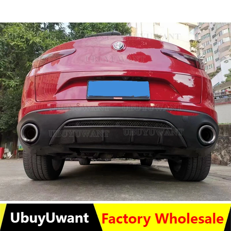 For Alfa Romeo Stelvio 2017 2018 2019 Rear Lip Diffuser High Quality Carbon Fiber / FRP Spoiler Car Bumper Apron Guard 
For Alfa Romeo Stelvio 2017 2018 2019 Rear Lip Diffuser High Quality Carbon Fiber / FRP Spoiler Car Bumper Apron Guard